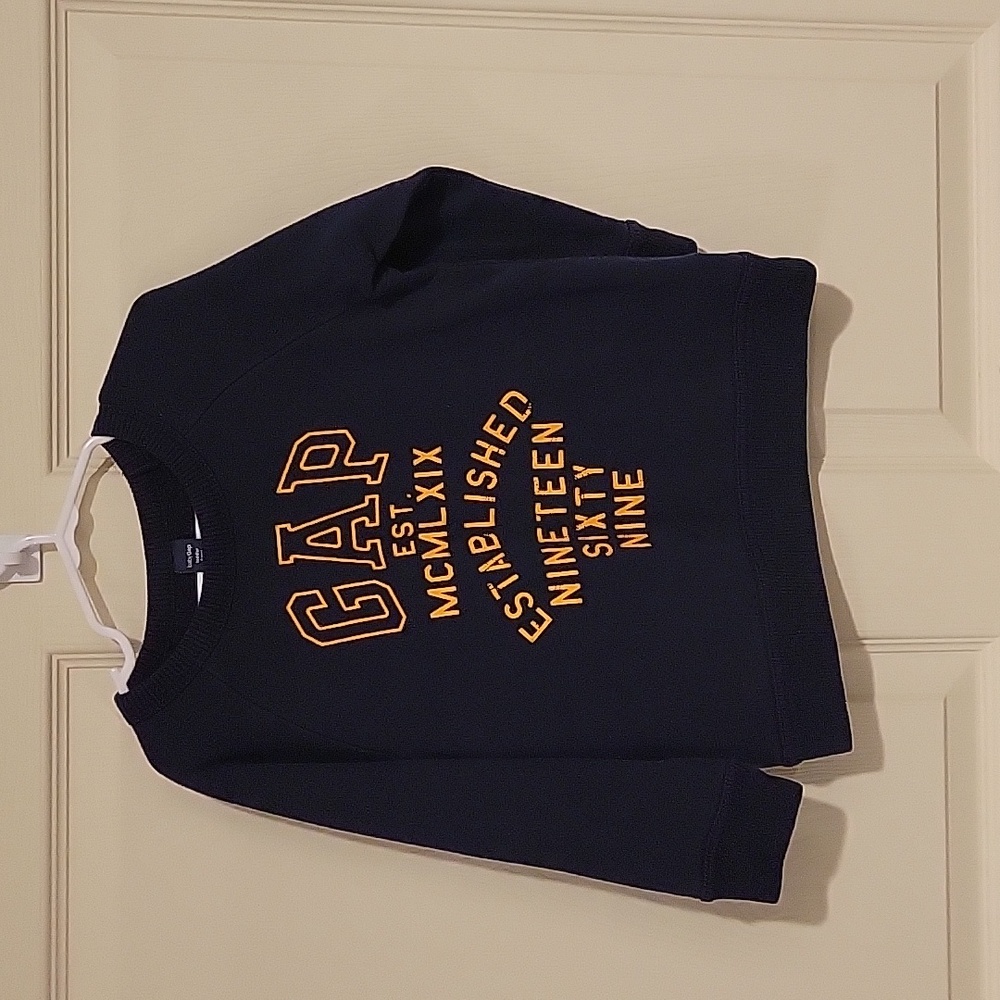 GAP Kids Navy Sweatshirt with Orange Lettering, 4T